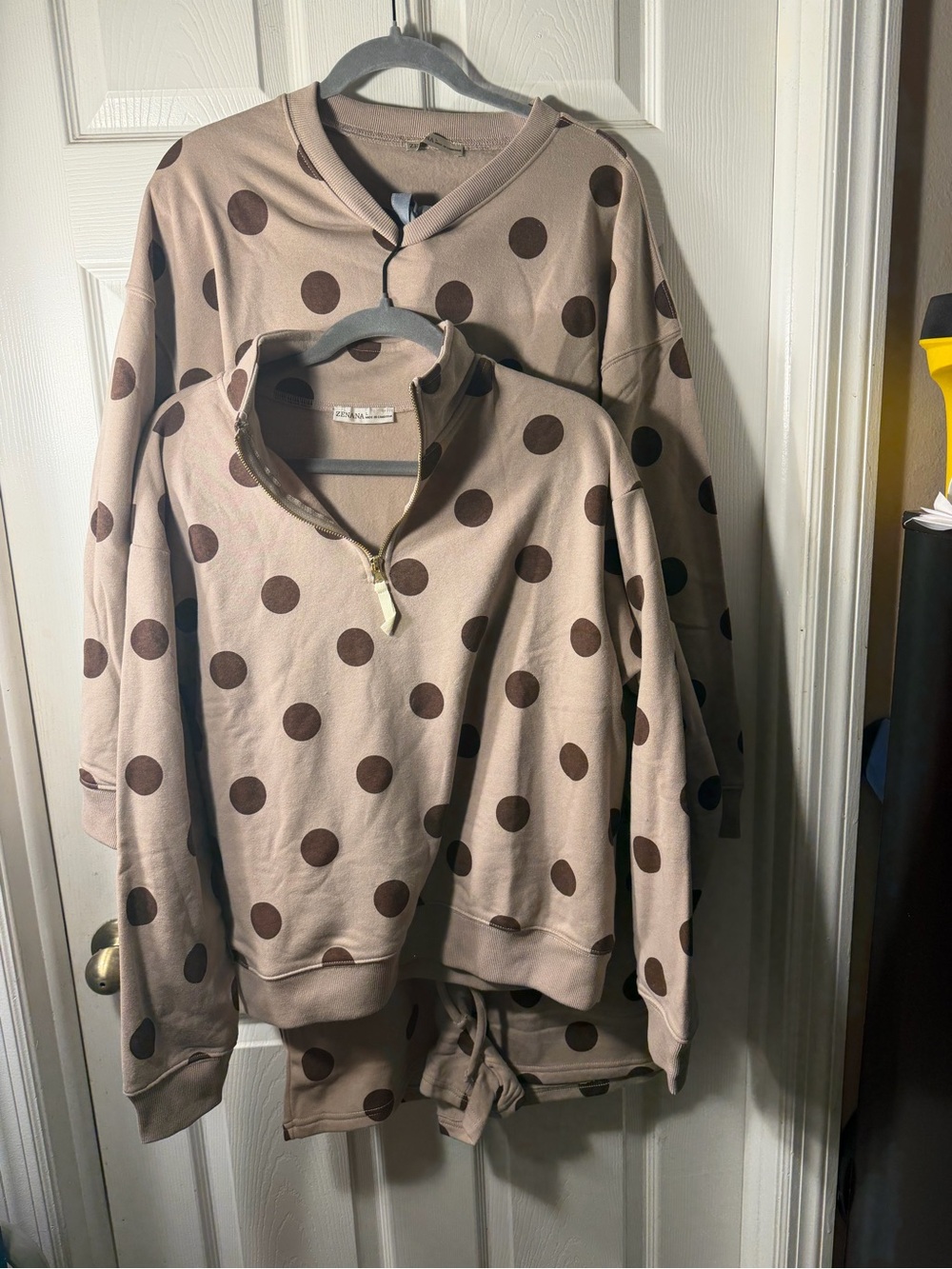 Zenana Beige and Brown Polka Dot 3 piece Set